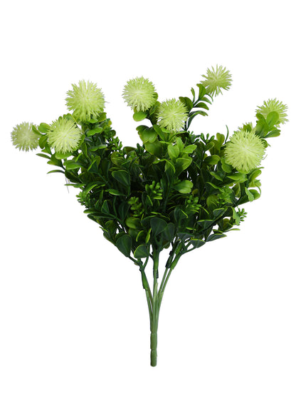 Green And Yellow 2 Pieces Chrysanthemum Artificial Flowers With Pot