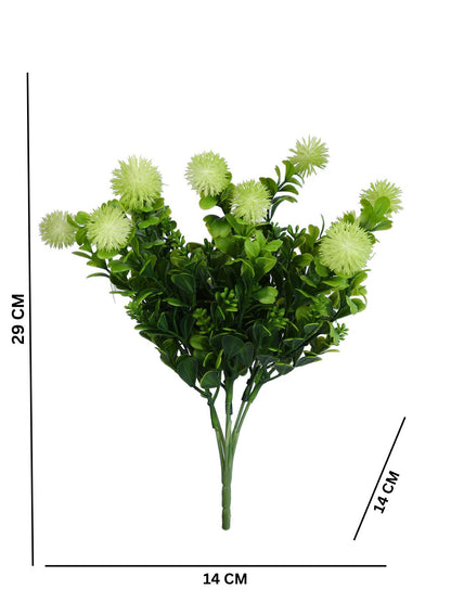 Green And Yellow 2 Pieces Chrysanthemum Artificial Flowers With Pot