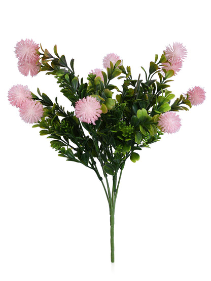 Pink  And Green 2 Pieces Chrysanthemum Artificial Flowers With Pot