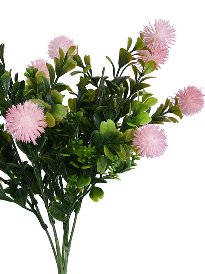 Pink  And Green 2 Pieces Chrysanthemum Artificial Flowers With Pot