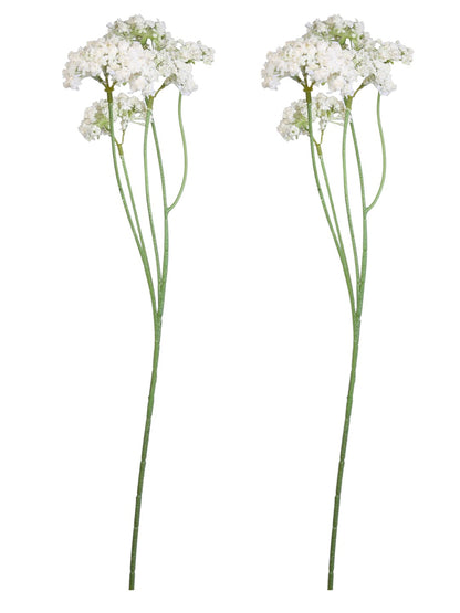 White & Green 2 Pieces Statice Artificial Flower