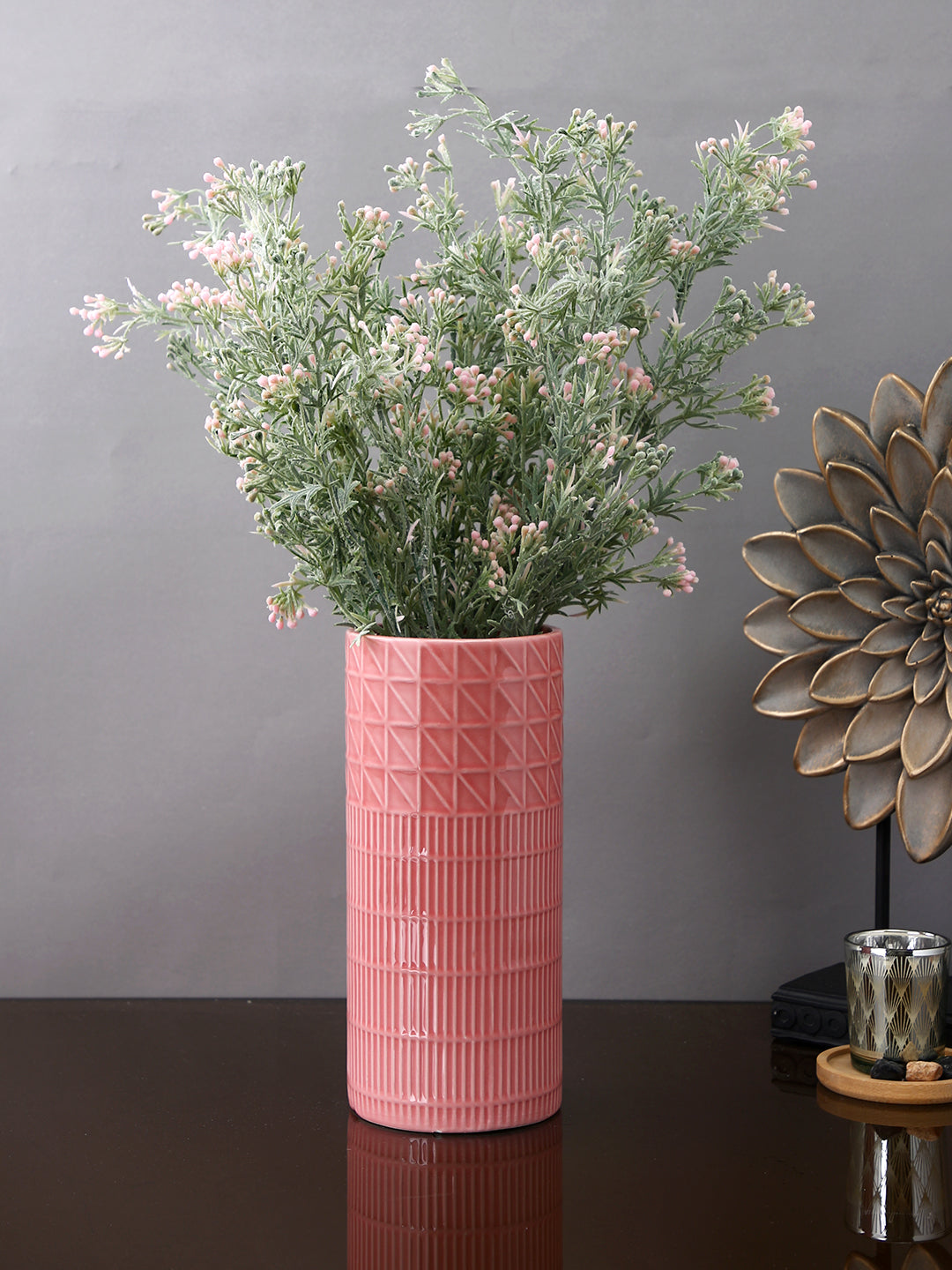 Pink & Green 2 Pieces Filler Artificial Flowers