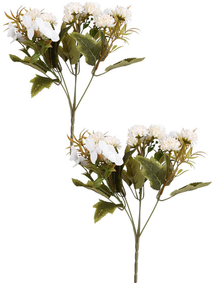 White & Green 2 Pieces Berry Artificial Flowers