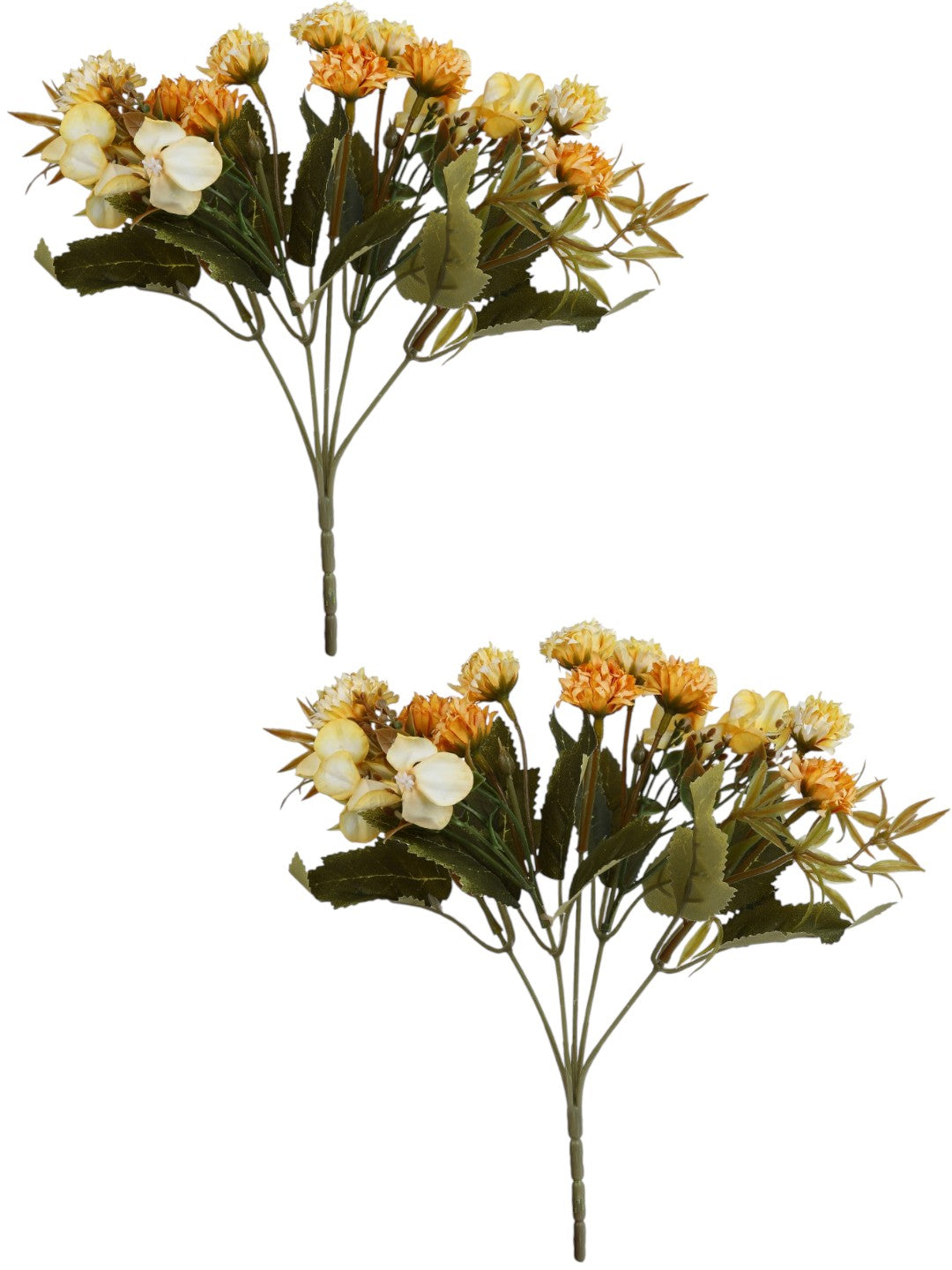 Yellow And Green 2 Pieces Berry Artificial Flowers