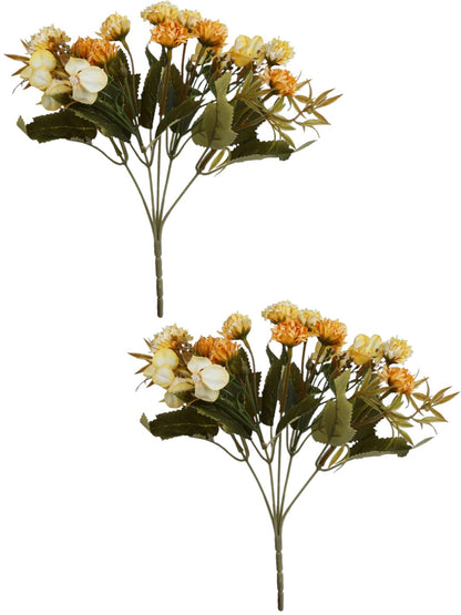 Yellow And Green 2 Pieces Berry Artificial Flowers