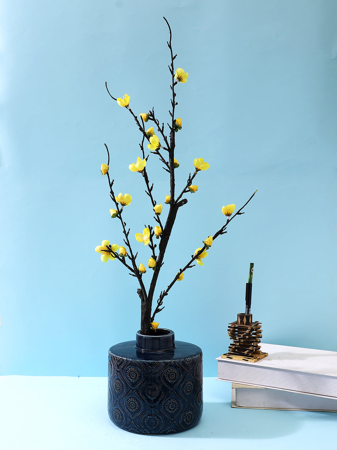 Yellow & Black 2 Pieces Plum Blossoms Artificial Flowers