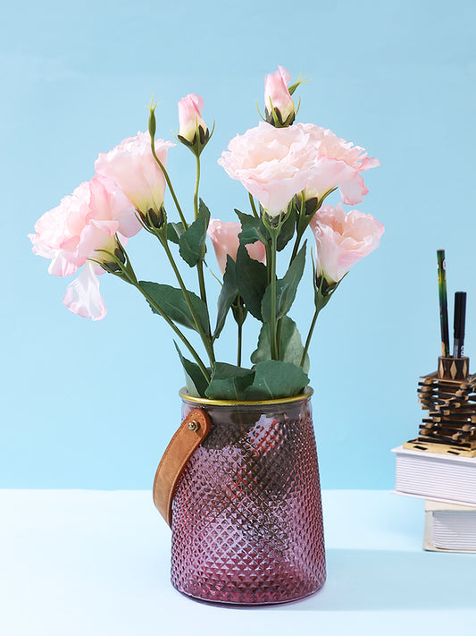 Pink and Green 2 Pieces Carnation Bloom Artificial Flowers With Pot