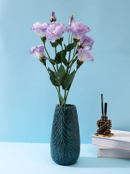 Purple & Green 2 Pieces Carnation Artificial Flower With Pot