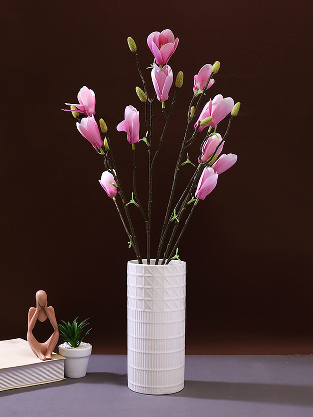 Pink & Brown 2 Pieces Magnolia Artificial Flowers