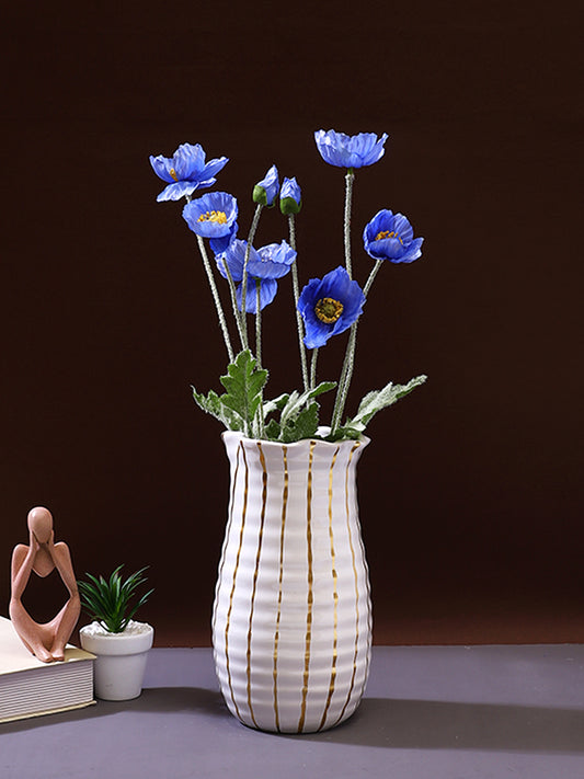 Blue & Green 2 Pieces Poppys Sprigs Artificial Flower