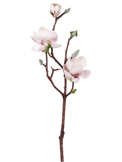Pink And White 2 Pieces Magnolia Blossom Artificial Flowers With Pot