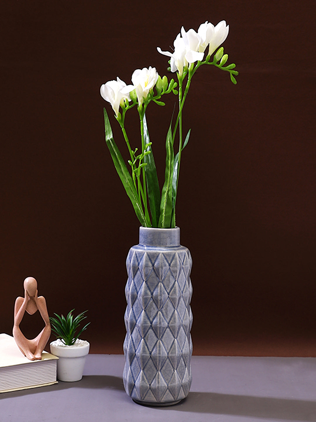 White & Green 2 Pieces Crisp Freesia Blooms Artificial Flower
