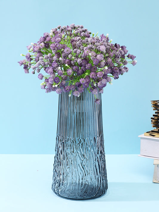 Purple And Green 2 Pieces Gypsophilia Artificial Flowers With Pot