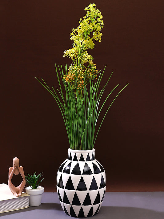 Yellow And Green 2 Pieces Grass Plumes Artificial Plants With Pot