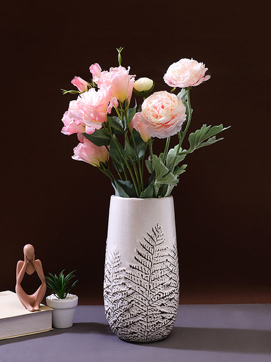 Pink And Green 2 Pieces Rose BloomsArtificial Flowers With Pot