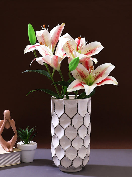 Pink & Green 2 Pieces Lily Blooms Artificial Flower