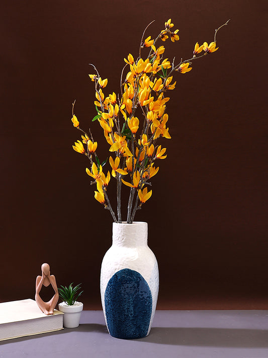 Yellow And Brown 2 Pieces Magnolia Artificial Flower