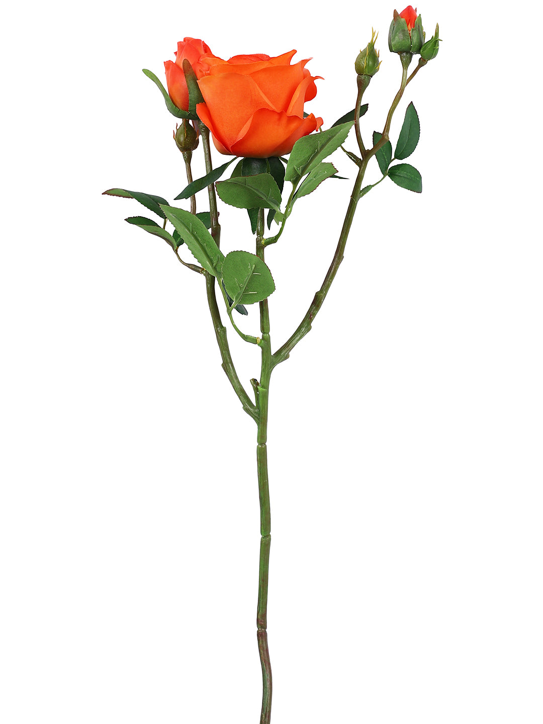 Orange And Green 2 Pieces Rose Artificial Flower