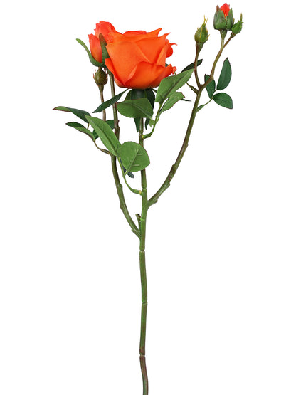 Orange And Green 2 Pieces Rose Artificial Flower
