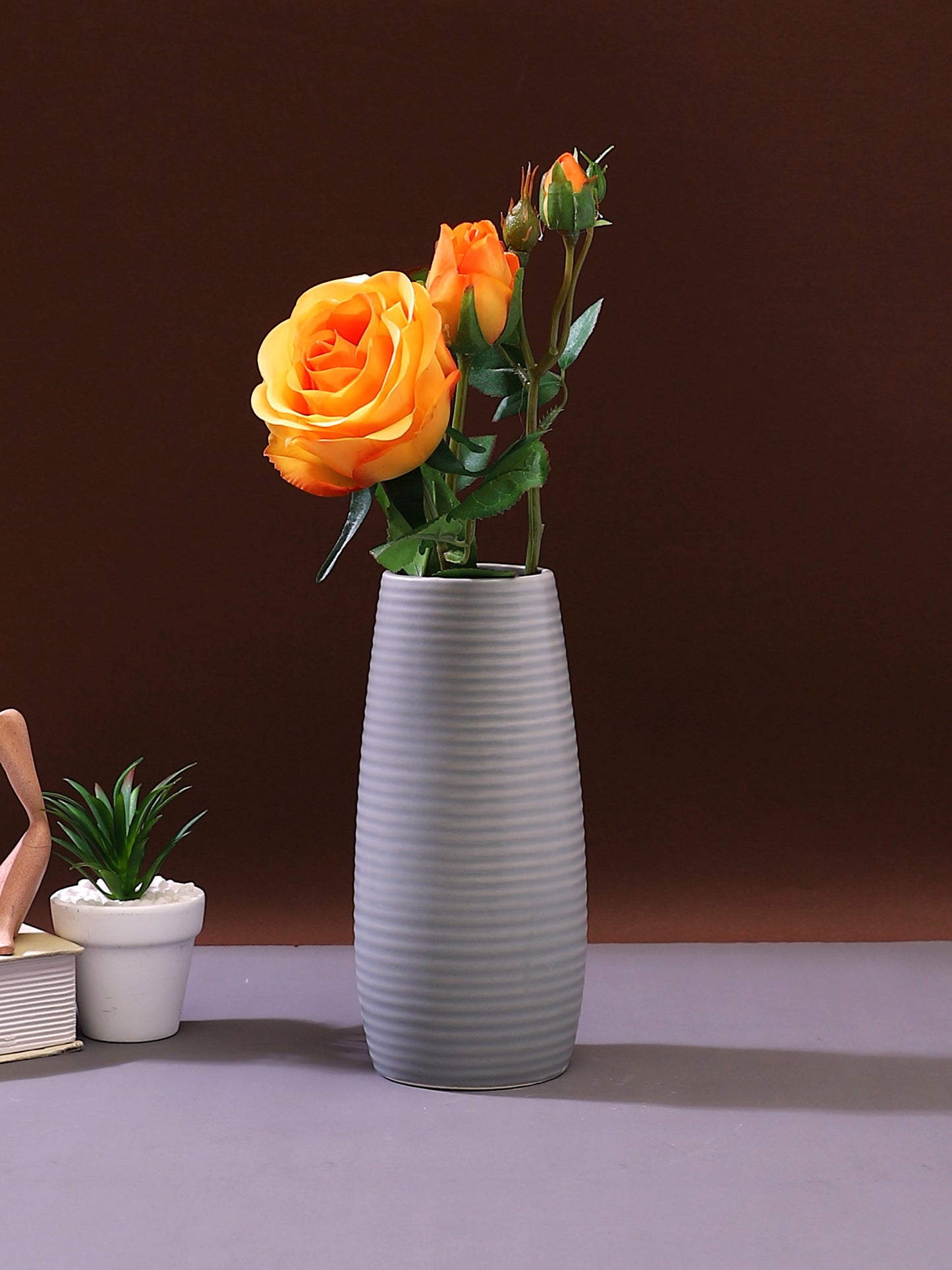 Orange And Green Rose Artificial Flower