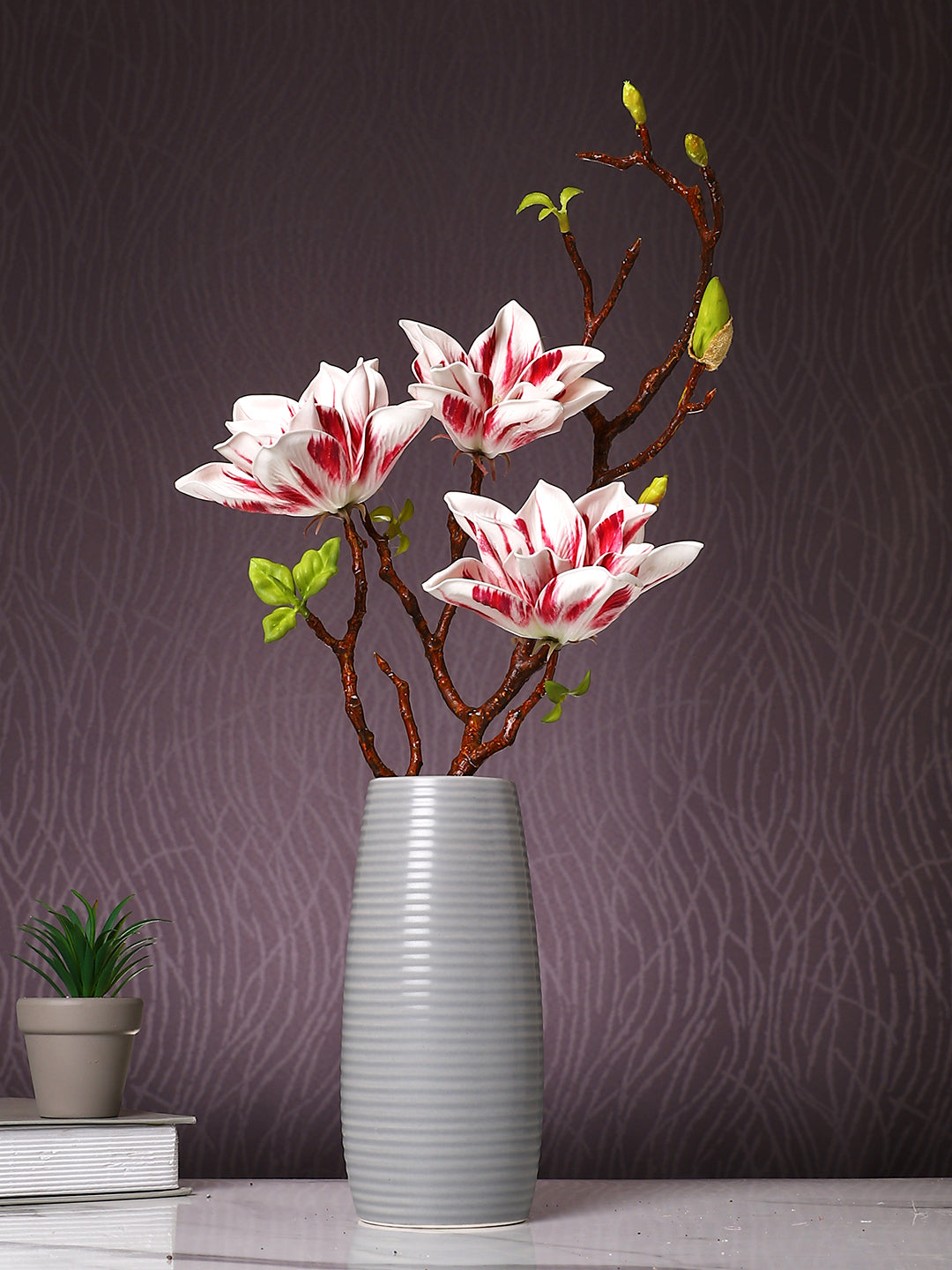 Pink And Green 2 Pieces Lily Artificial Flower