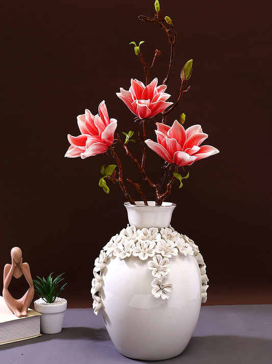 Pink And Green 2 Pieces Lily Artificial Flower