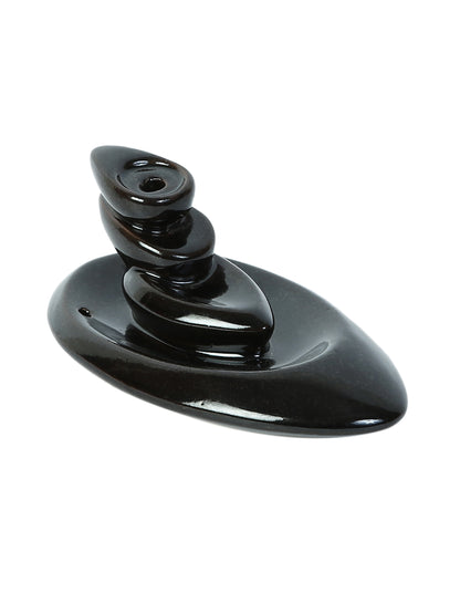 Black Resin Smoke Fountain with Backflow Incense Cone