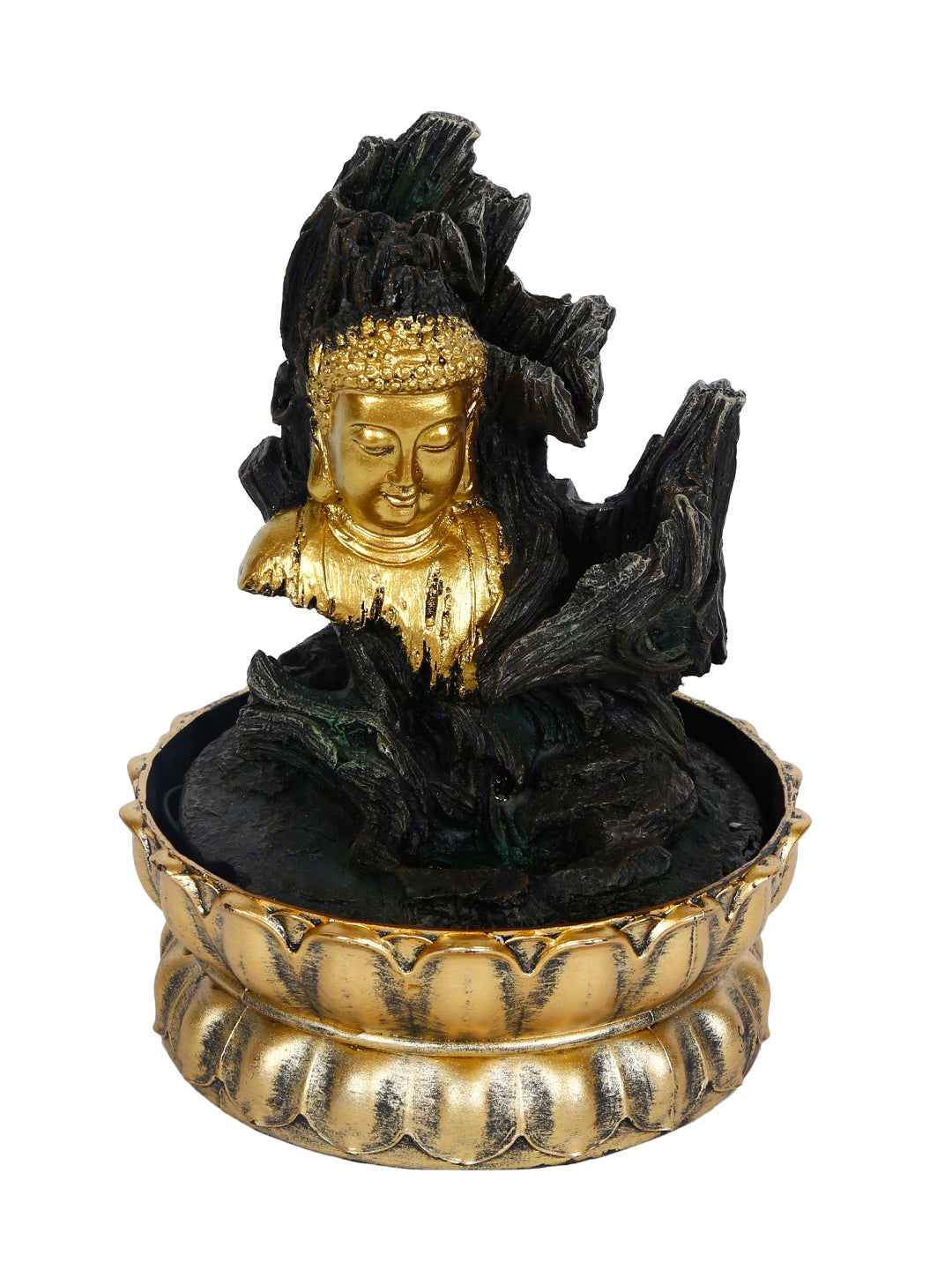 Mystic and Pleasant Waterfall with Budha figurine