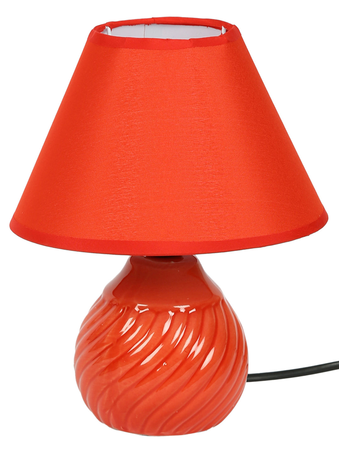 Vintage Style Polished Ceramic Round Red Table Lamp