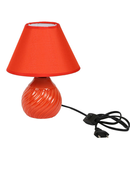 Vintage Style Polished Ceramic Round Red Table Lamp