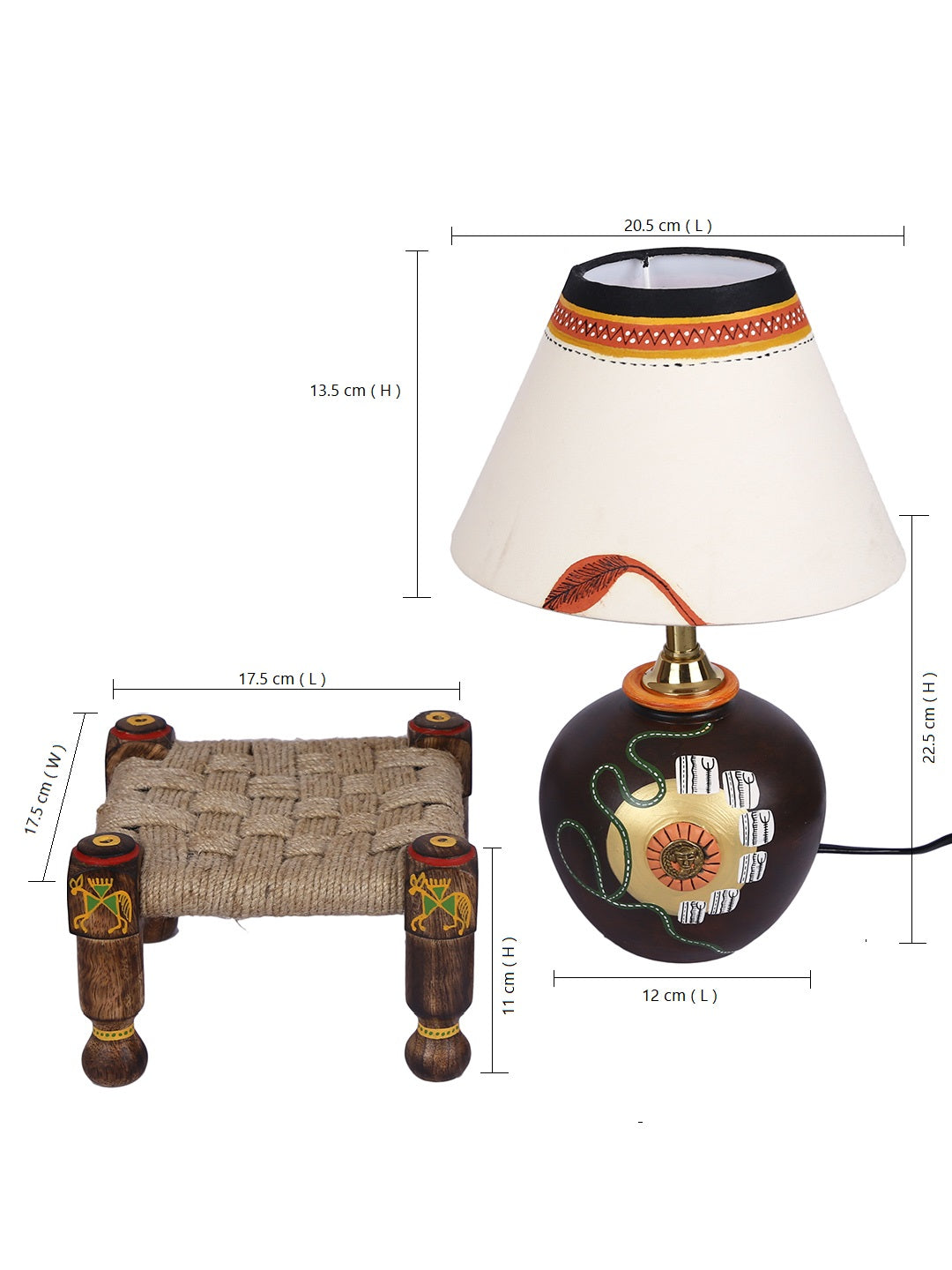 Table Earthen Lamp on Jute Khaat