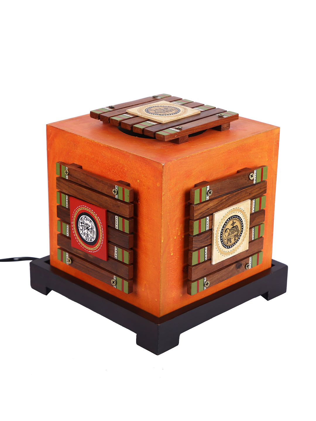 Square Ethnic Wooden Lamp