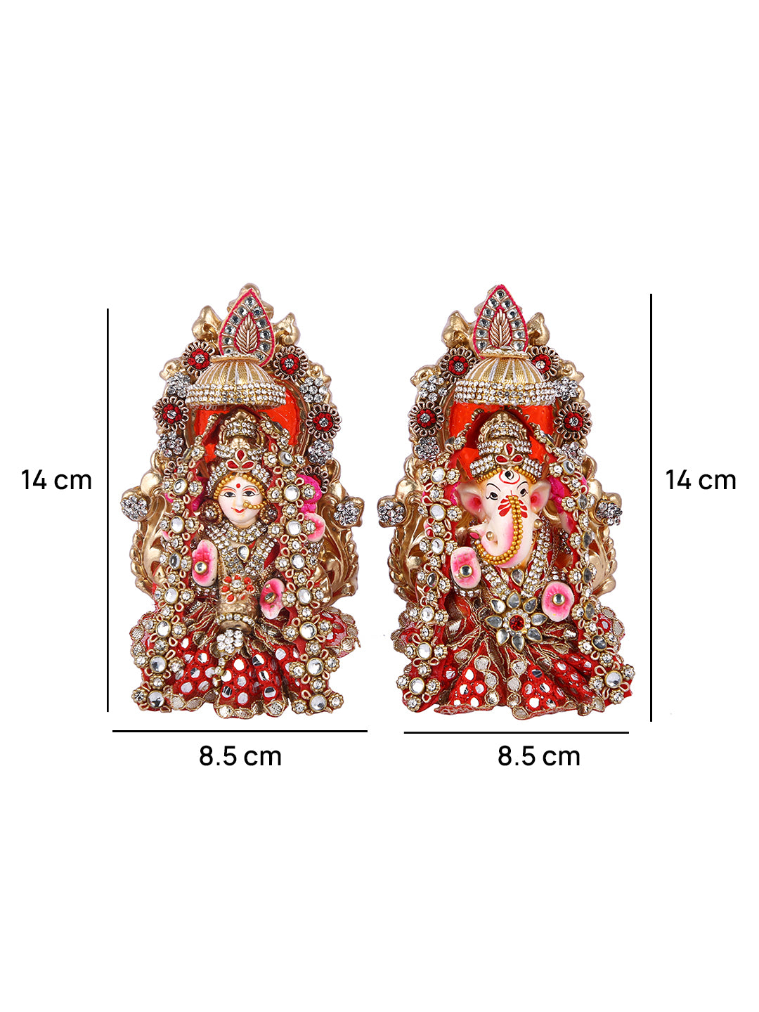 Laxmi Ganesha Idol with Stone Embellishment