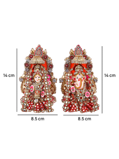 Laxmi Ganesha Idol with Stone Embellishment