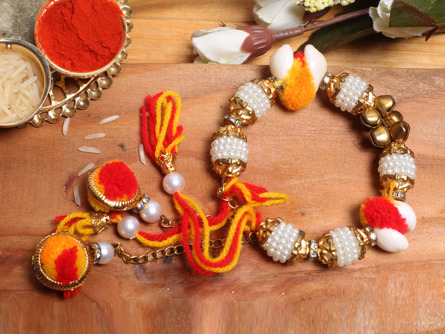 Kundan Work Hath Phool Rakhi
