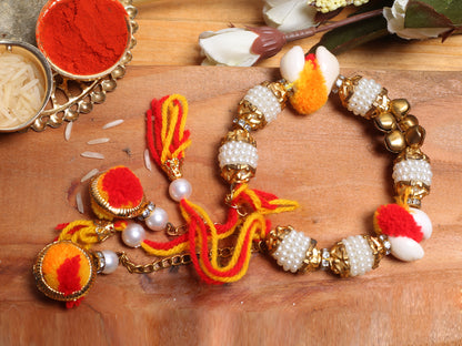 Kundan Work Hath Phool Rakhi