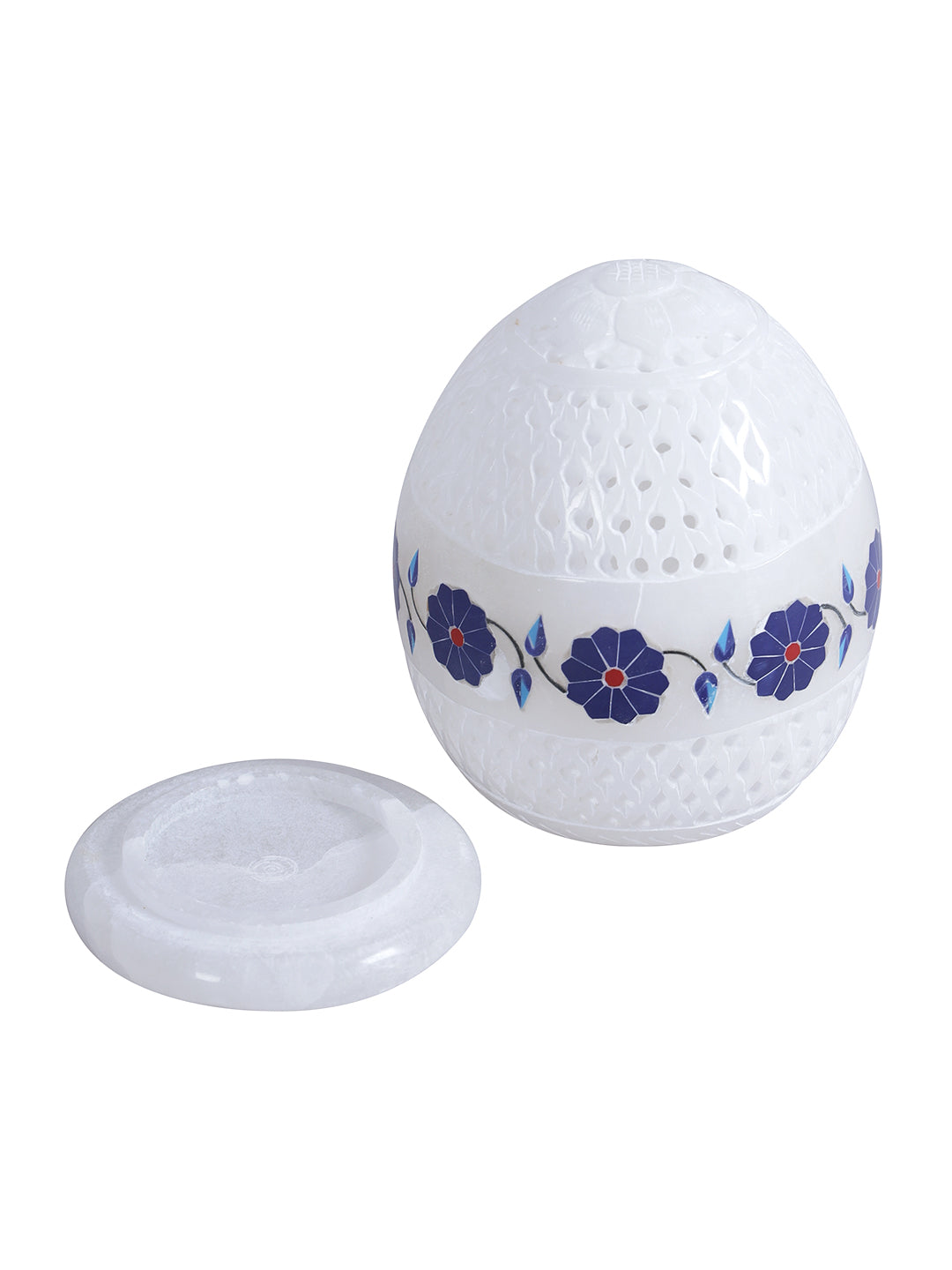 Cutwork and Inlay Stone Crafted Marble Tealight Holder