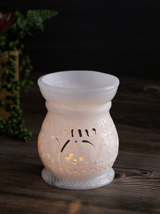 Marble Oil Diffuser Engraved with Elephants