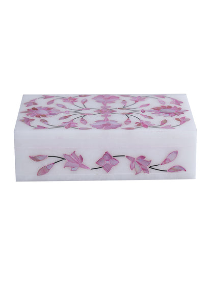 Handmade Marble Jewelry Box with stone Inlay work