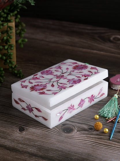 Handmade Marble Jewelry Box with stone Inlay work