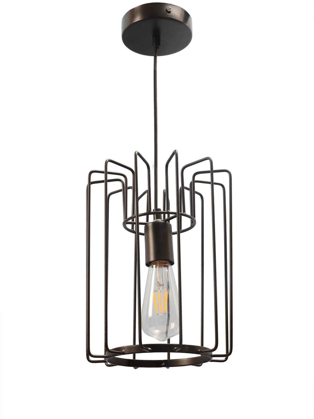 Vertical Cage Pendant Lamp in Black