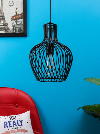 Bottle Shaped Pendant Lamp in Black