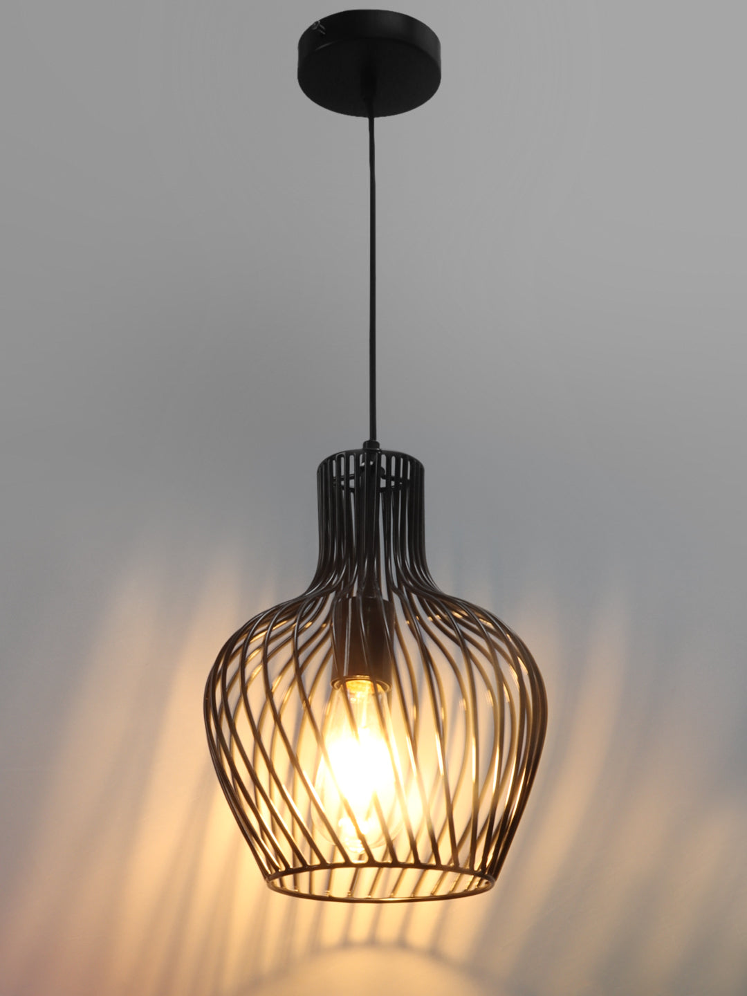 Bottle Shaped Pendant Lamp in Black