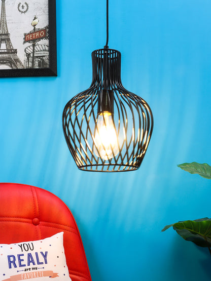 Bottle Shaped Pendant Lamp in Black