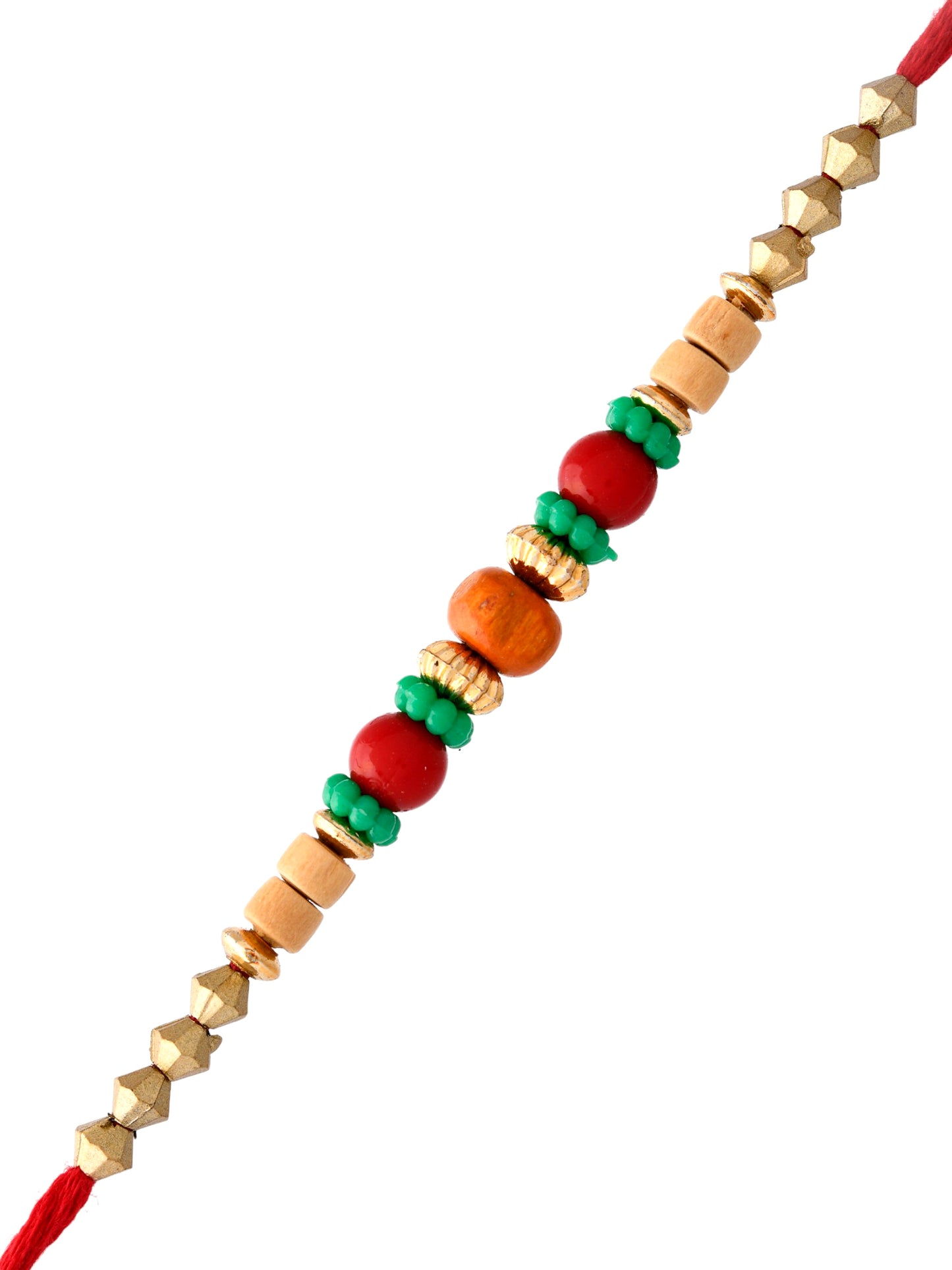 Multicolor Circular Beads Studded Thread Rakhi