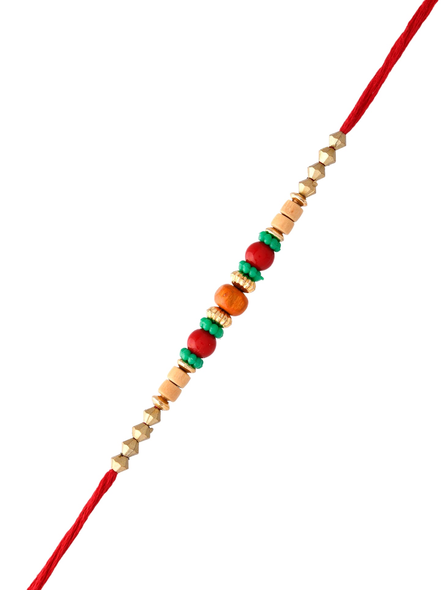 Multicolor Circular Beads Studded Thread Rakhi