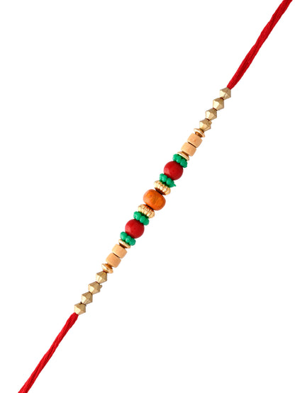 Multicolor Circular Beads Studded Thread Rakhi