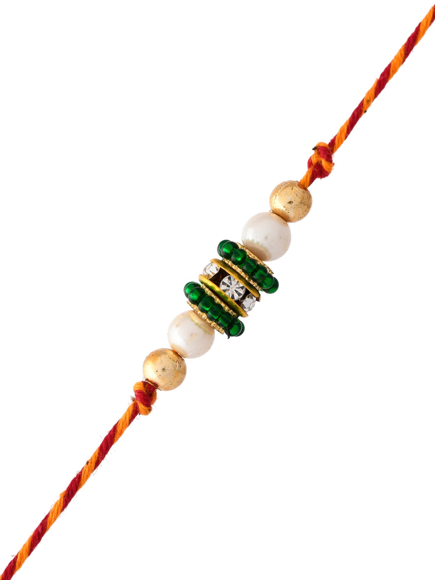 Green Cystal & AD Studded Mauli Thread Rakhi