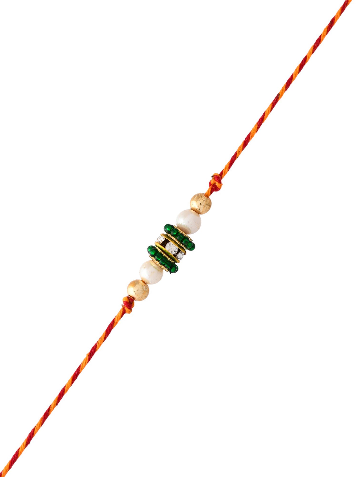 Green Cystal & AD Studded Mauli Thread Rakhi