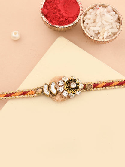 Floral Stone Work Multistrand Single Rakhi